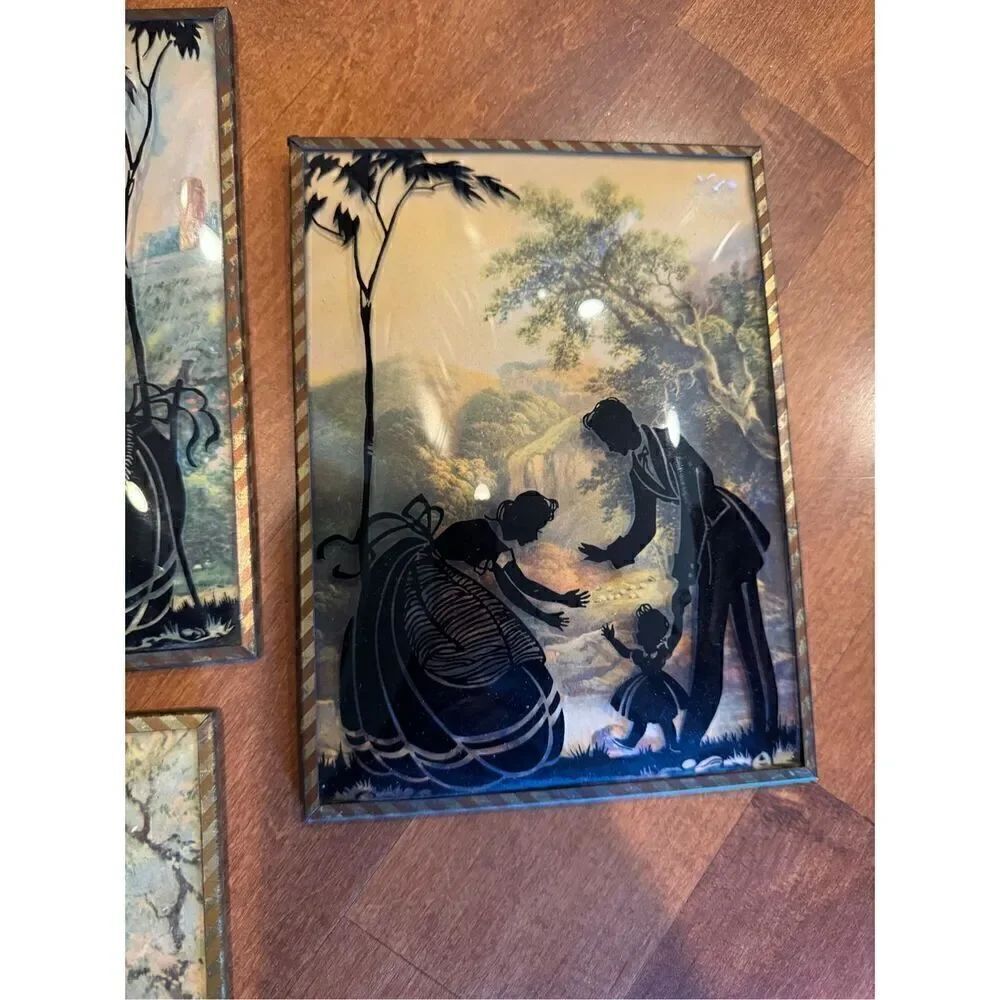 Vintage 1940s bubble glass picture bundle silhouette figures - Picture 6 of 7